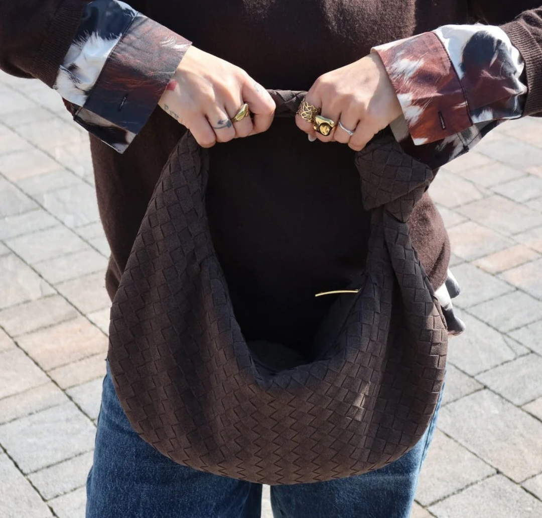 Knotted Suede Shoulder Bag