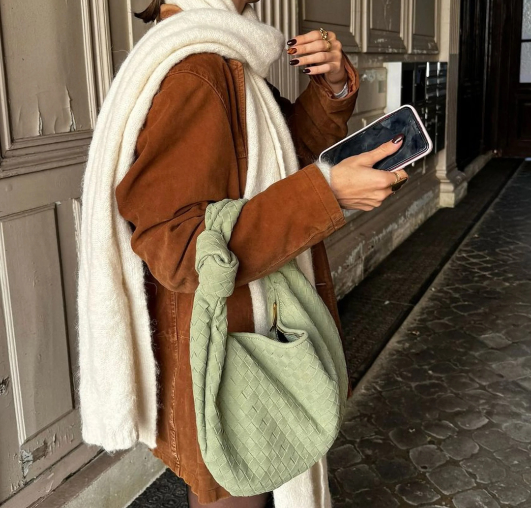 Knotted Suede Shoulder Bag